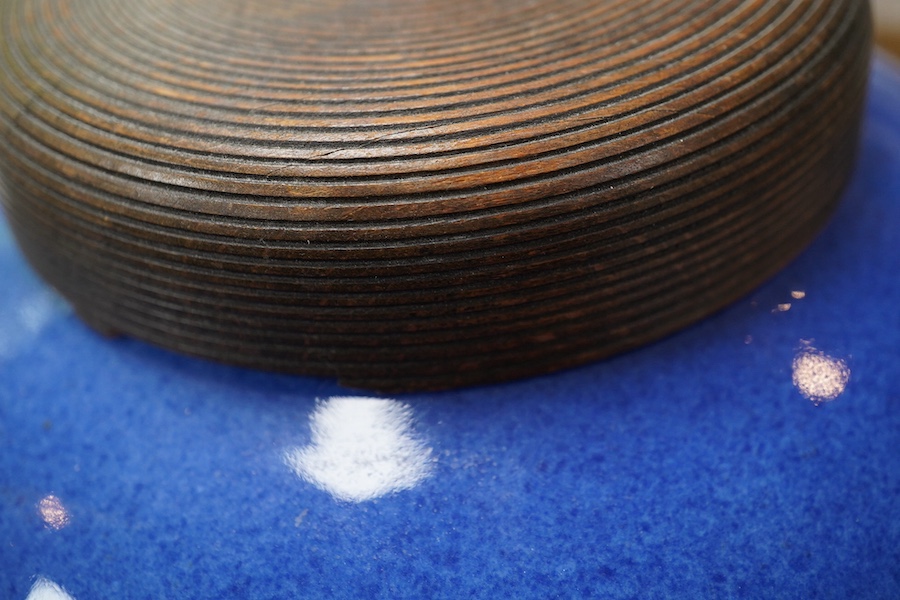 A Chinese powder blue glazed globular jar, 19th century